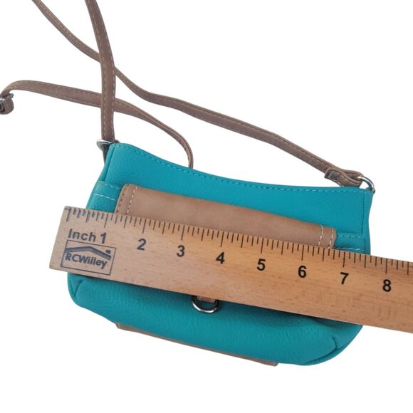 MultiSac Turquoise & Tan Faux Leather Mini Crossbody Bag - Picture 3 of 13